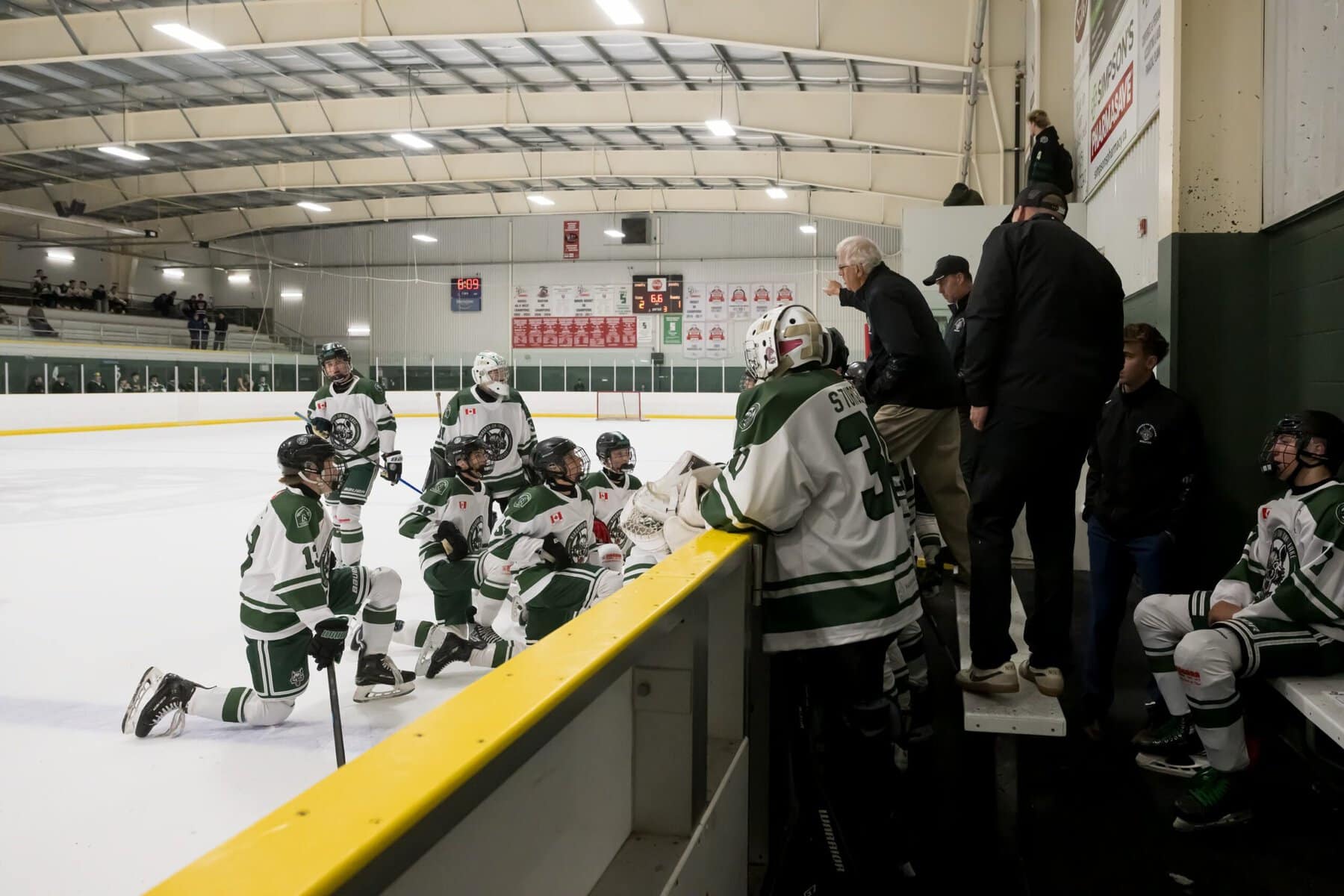 The U16 Wolves take a time out in the third period to regroup and ready to attack the fourth period. They defeated Glancaster 3-1 in the final.
