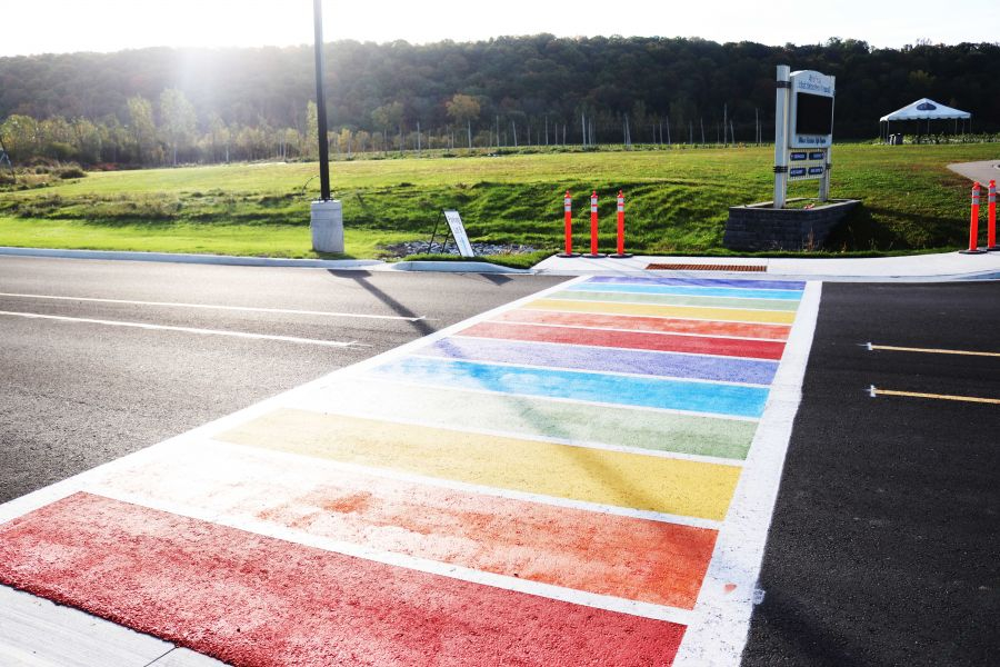 Reader says the location chosen for NOTL's rainbow crosswalk was meant to appease conservative voters.  Pictured, Niagara College's rainbow crossing, installed in  2019. (File  photo)