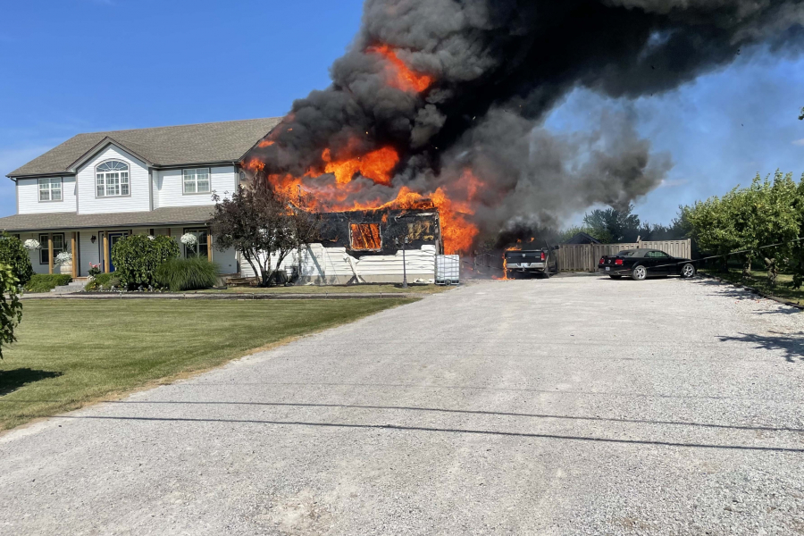 A garage fire on Concession 2 Road saw NOTL's volunteer firefighters arrive and start dousing the blaze within 12 minutes of receiving the call.