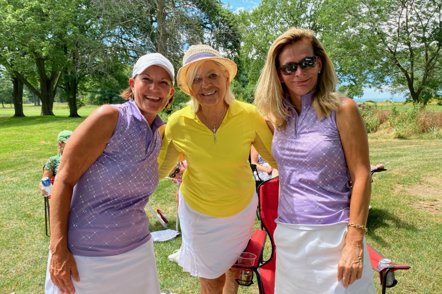 Lisa Allen, centre, congratulates Betty Divok and Louise Robitaille, winners of the Women's Invitational on Tuesday at the NOTL Golf Club. (Yolanda Henry photo)
