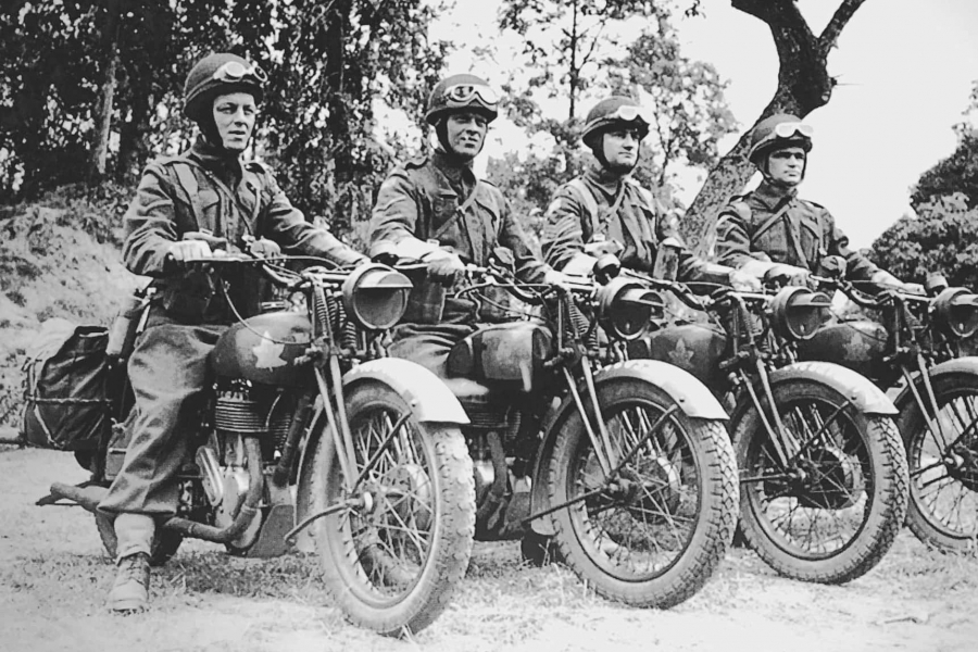 Members of the Second World War Canadian motorcycle dispatch riders.