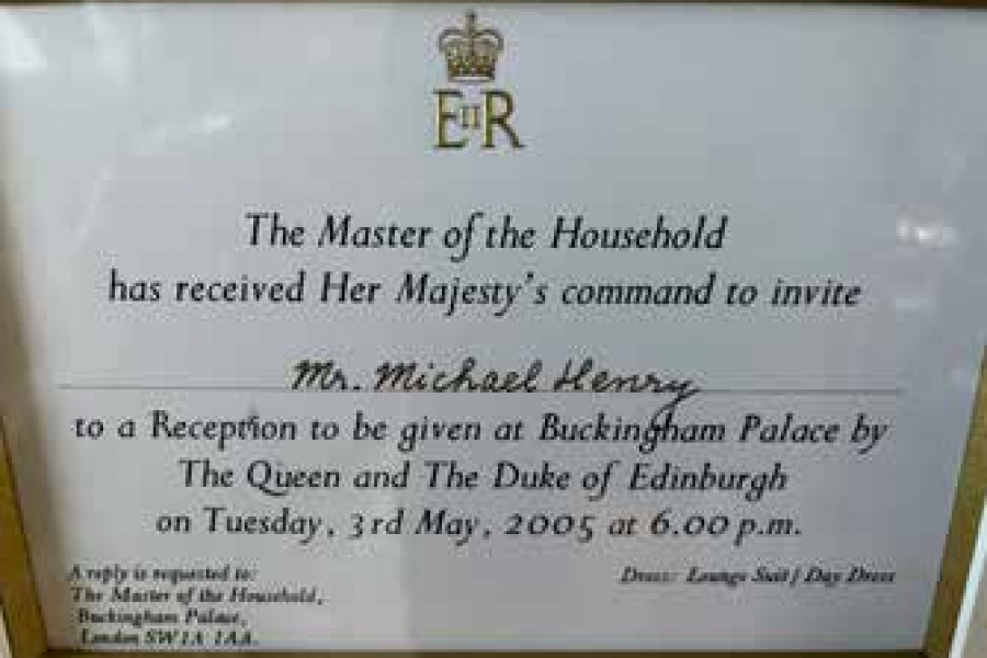 Mike Henry has framed his 2005 invitation to a reception with the Queen and Prince Philip.