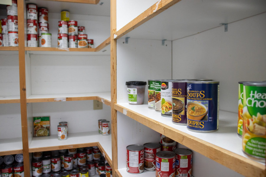 Shelves are either empty or half full at Newark Neighbours
food bank.