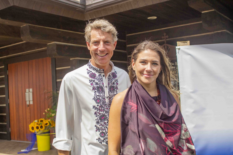 John DeVries and Christyna Prokipchuk at the Steppe Up for Ukraine fundraiser on July
23. Prokipchuk spearheaded the event which has so far raised more than $90,000 for
Ukraine relief, way above her original $30,000 goal.