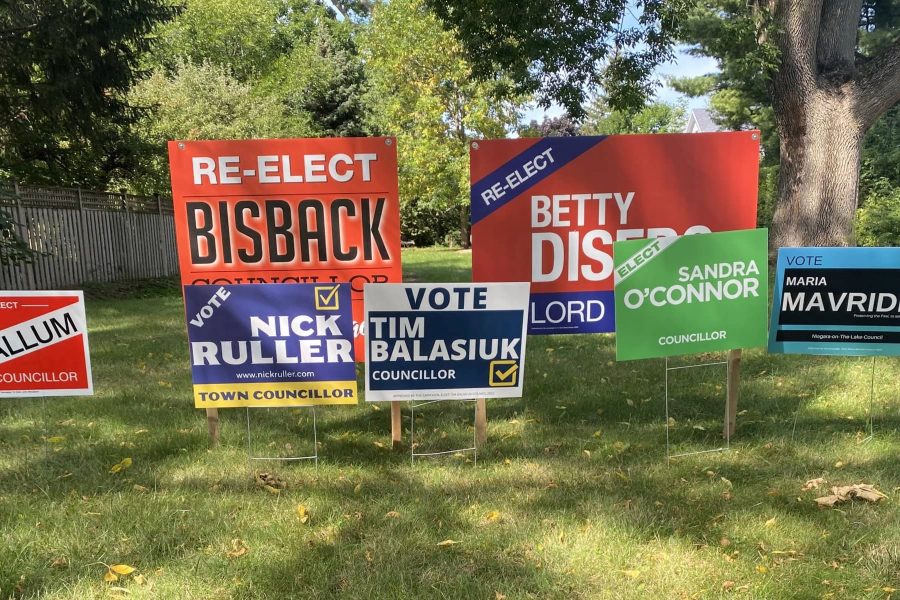 The collection of signs on incumbent Lord Mayor Betty Disero's lawn is growing.