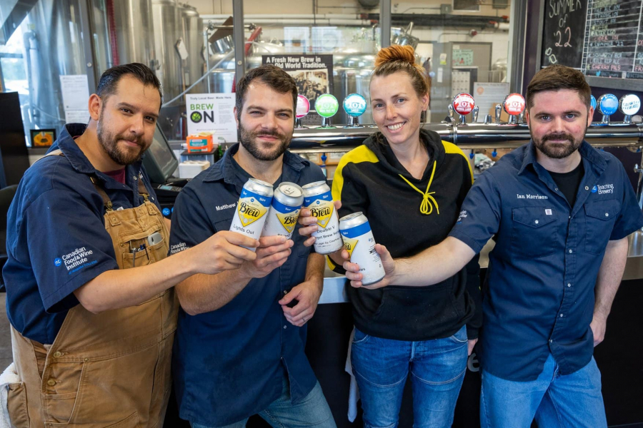 U.S. Open College Beer Championship medalists, from left, Aaron Grandguillot, Matthew Hand, Courtney Nuttley and Ian Morrison celebrate their success at this year’s competition.